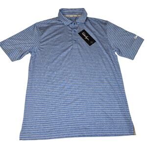 Walter Hagen Polo Shirt Mens Small Striped Coastal Blue Golf NWT